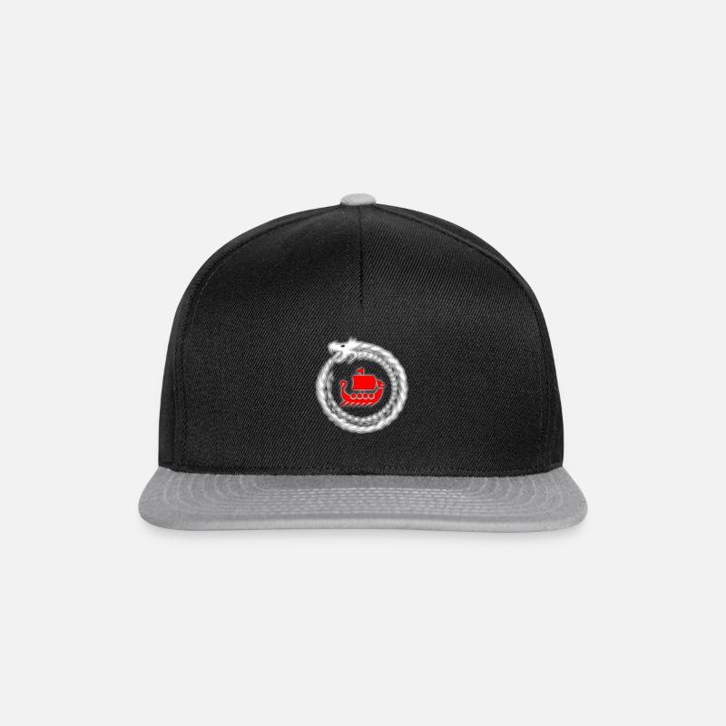 Drachenkranz Wikinger Schiff Glücksbogen - Snapback Cap - Schwarz/Grau