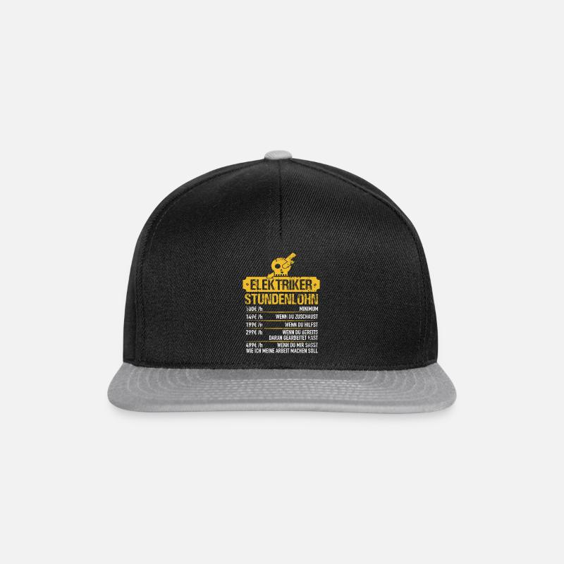 Elektriker Stundenlohn - Elektriker Meister - Snapback Cap - Schwarz/Grau