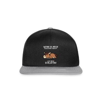Pferd Schlafshirt Pyjama - Snapback Cap - Schwarz/Grau - Vorne