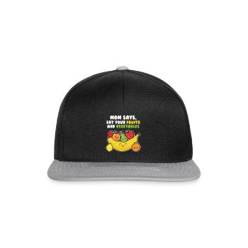Eat Your Fruits & Vegetables Funny Vegan Citations - Casquette snapback - noir/gris - Devant