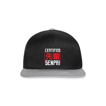 Zertifizierte Senpai Ästhetische Anime Manga Japanisch - Snapback Cap - Schwarz/Grau - Vorne