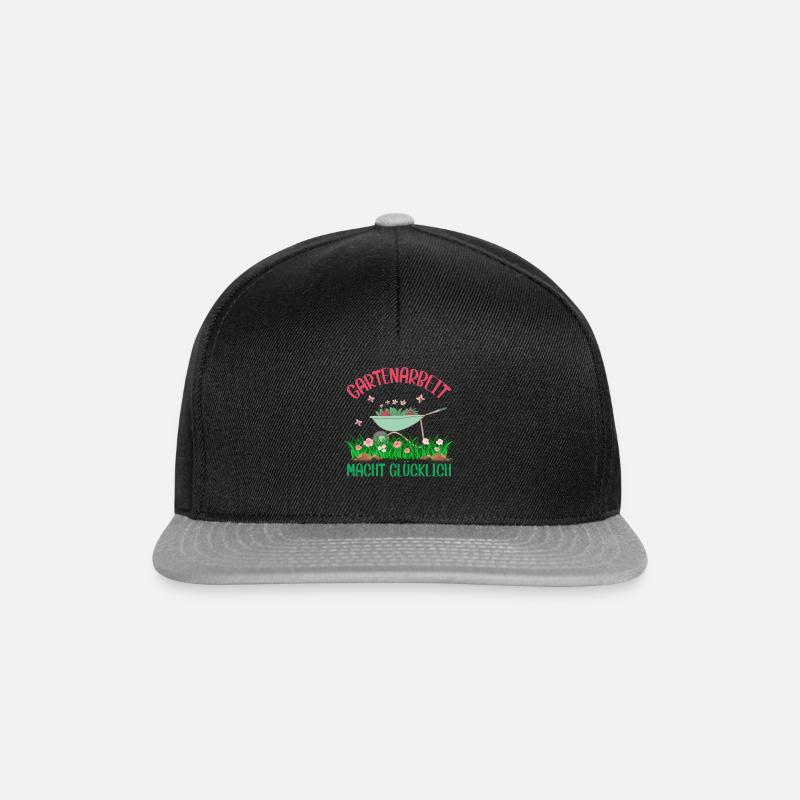 Gartenarbeit glücklich Garten Gärtner Pflanze - Snapback Cap - Schwarz/Grau