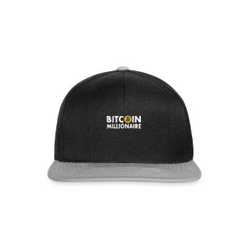 Bitcoin Millionaire Inscription - Bitcoin Bouton - Casquette snapback - noir/gris - Devant