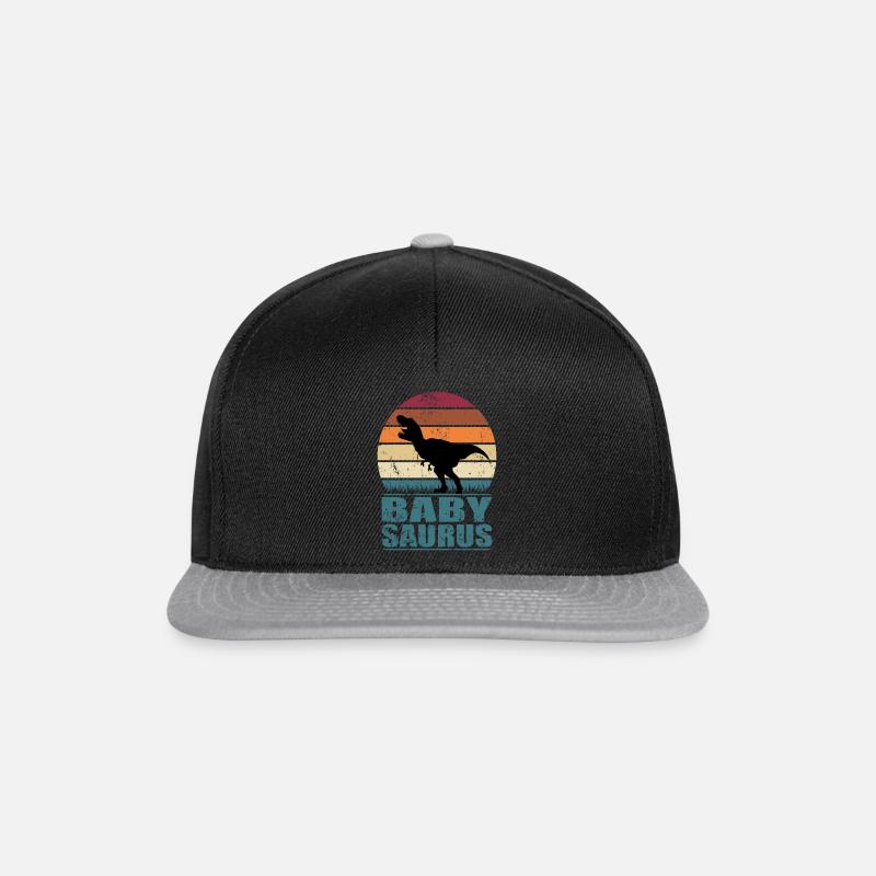 BabySaurus Dinosaurier Nachwuchs Baby Dino Geburt - Snapback Cap - Schwarz/Grau
