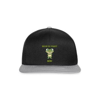 Bevor du fragst Nein lustiges süßes Frosch Design - Snapback Cap - Schwarz/Grau - Vorne