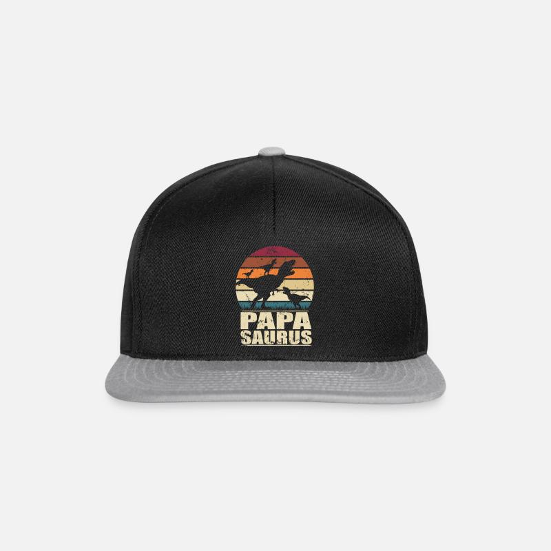 Papasaurus Dinosaurier Drillinge Vater Trex Dino - Snapback Cap - Schwarz/Grau