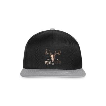 Basst Scho Hirsch Geweih Bayern Bayrischer Dialekt - Snapback Cap - Schwarz/Grau - Vorne