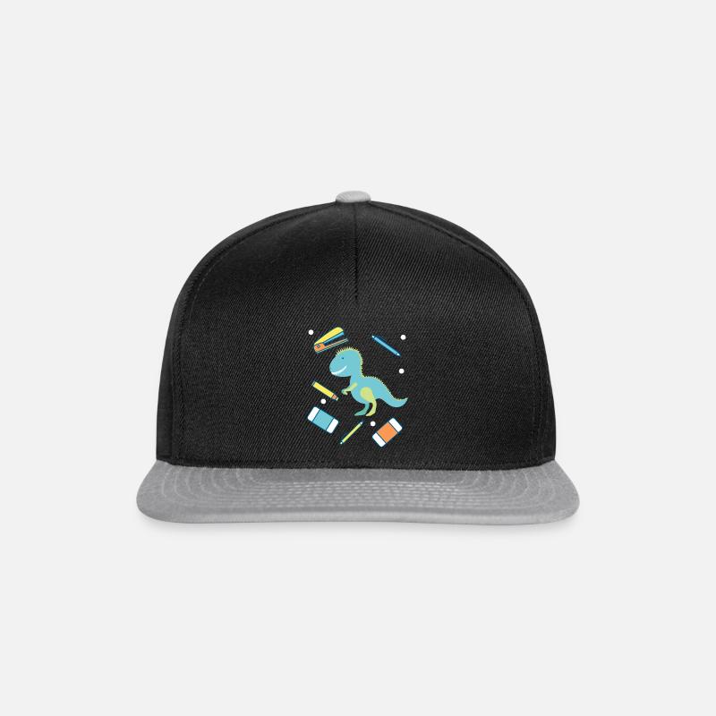 Dino Kita Kindergarten Schule Brotdose Geschenk - Snapback Cap - Schwarz/Grau
