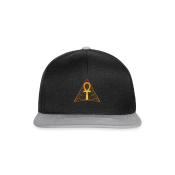 Ägyptisches Ankh-Kreuz, Symbol des Lebens und der Unsterblichkeit - Snapback Cap - Schwarz/Grau - Vorne