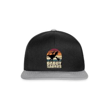 Daddysaurus Dinosaur Papa of Three Kids Dino - Snapback Cap - black/grey - Front