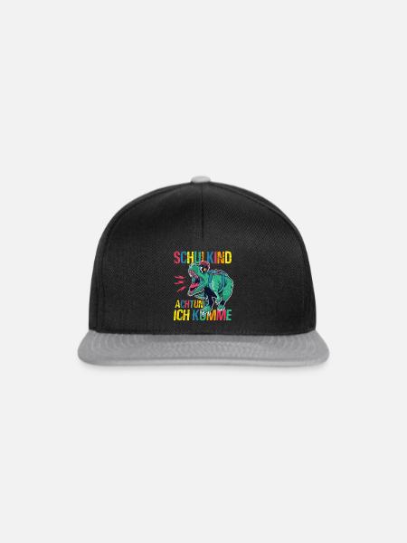 Schulkind Achtung Ich Komme - Dino Schulanfang - Snapback Cap - Schwarz/Grau