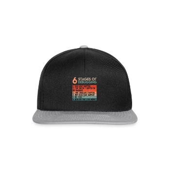6 Stages of Debugging Informatiker Coder Software - Snapback Cap - Schwarz/Grau - Vorne