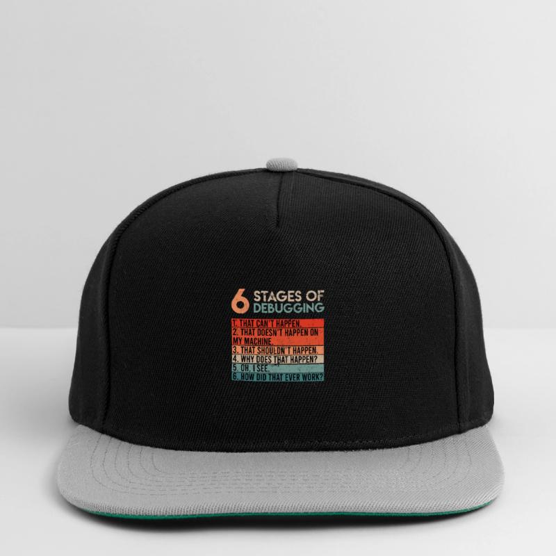 6 Stages of Debugging Informatiker Coder Software Snapback Cap