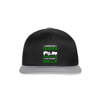 Landwirt Bauernhof Bauer Gülle fahren Güllewagen - Snapback Cap - Schwarz/Grau - Vorne