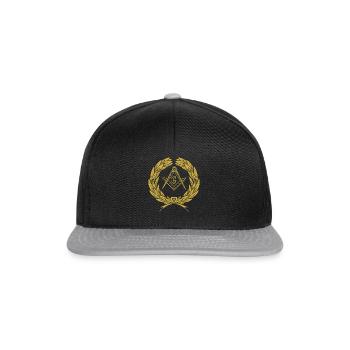 Freimaurer Freimaurerei Winkelzirkel - Snapback Cap - Schwarz/Grau - Vorne