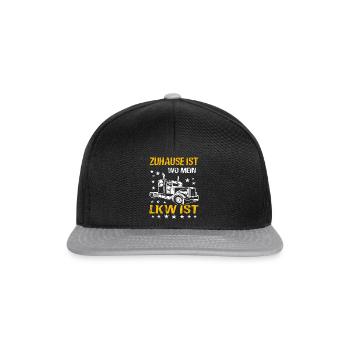 Zuhause Ist Wo Mein LKW - Kraftfahrer LKW-Fahrer - Snapback Cap - Schwarz/Grau - Vorne