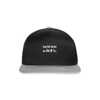 Landwirt Bauern Geschenk - Kaffee Traktor Bier Sex - Snapback Cap - Schwarz/Grau - Vorne