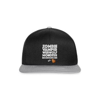 Eichhörnchen, Halloween Zombie Werwolf Monster - Snapback Cap - Schwarz/Grau - Vorne
