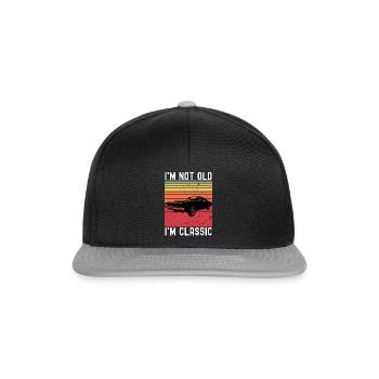 Klassisches Auto - Classic Car - Snapback Cap - Schwarz/Grau - Vorne