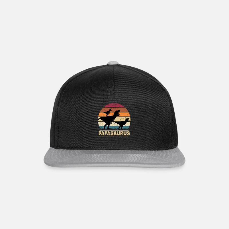 Papa Saurus Dino Zwillinge Papasaurus Dinosaurier - Snapback Cap - Schwarz/Grau