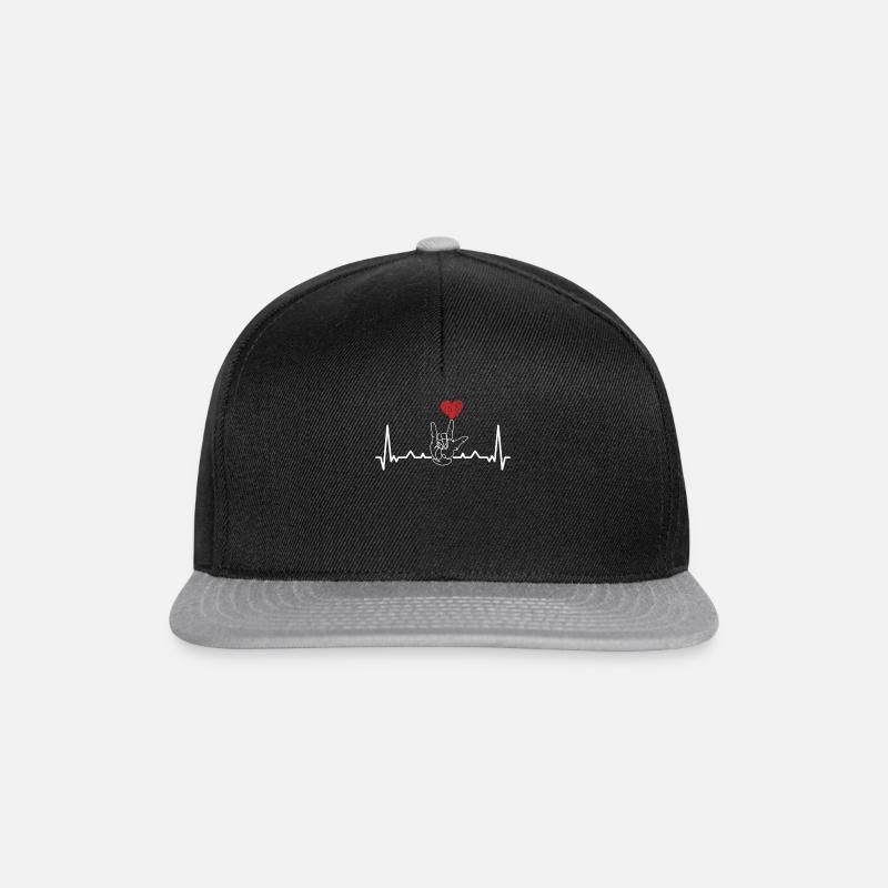 Sign Language Heartbeat Heart - Snapback Cap - black/grey