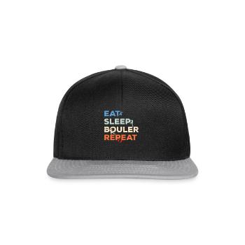 Eat Sleep Boulder Repeat Bouldern Berg Klettern - Snapback Cap - Schwarz/Grau - Vorne