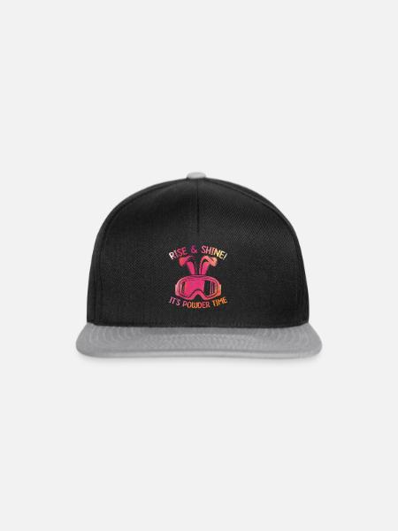 Skifahrer Ski Fahren Rise & Shine It's Powder Time - Snapback Cap - Schwarz/Grau