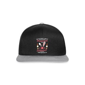 Skifahrer Prinzessin Skifahren Skihaserl Skiing - Snapback Cap - Schwarz/Grau - Vorne