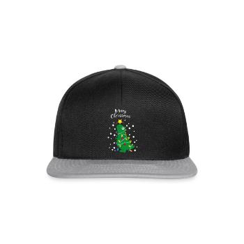 Weihnachten Weihnachtsbaum T-Rex Dino Tannenbaum - Snapback Cap - Schwarz/Grau - Vorne