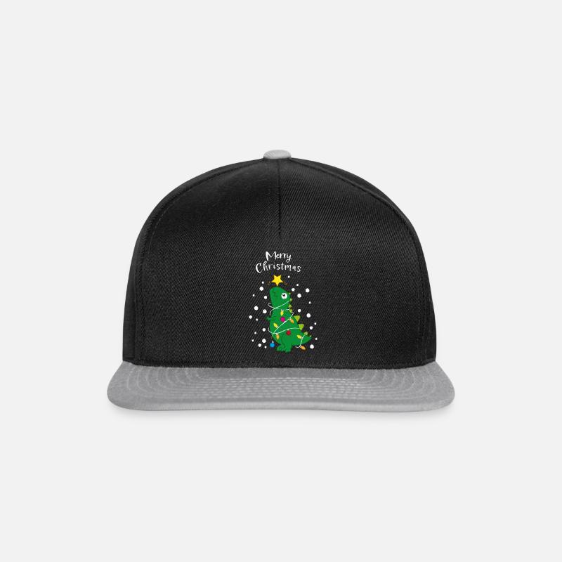 Weihnachten Weihnachtsbaum T-Rex Dino Tannenbaum - Snapback Cap - Schwarz/Grau