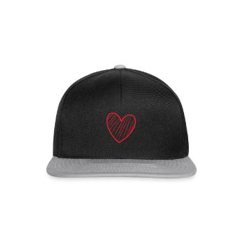 Cœur rouge avec rayures - Casquette snapback - noir/gris - Devant