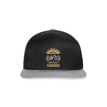 Rentner mit Fahrrad lustiger Fahrrad Spruch - Snapback Cap - Schwarz/Grau - Vorne