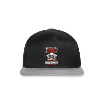 Pokerspieler Poker Glücksspiel Casino Poker König - Snapback Cap - Schwarz/Grau - Vorne