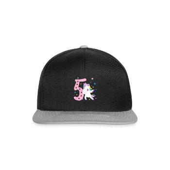 5 Years Birthday Unicorn Girl Gift - Snapback Cap - black/grey - Front