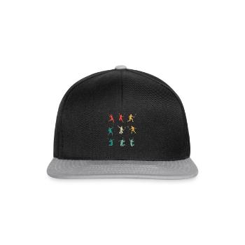 Badminton Spieler Cool Vintage Retro Kunst Sport - Snapback Cap - Schwarz/Grau - Vorne