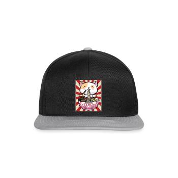 Niedliche Katze Ramen Nudeln Japan - Snapback Cap - Schwarz/Grau - Vorne