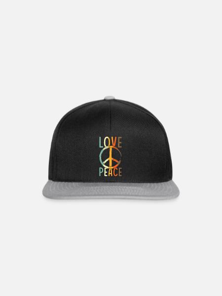 Love Peace Friedenszeichen - Snapback Cap - Schwarz/Grau