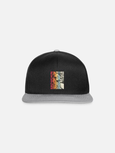 Lion Retro Style Vintage Zoo Animal Lover - Snapback Cap - Schwarz/Grau