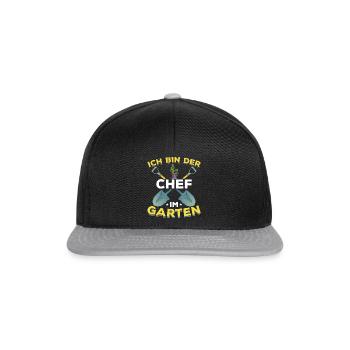 Gärtner I Ich bin der Chef im Garten - Snapback Cap - Schwarz/Grau - Vorne