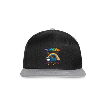 Jewnicorn Jewish Unicorn Hanukah Girls Hanukkah - Snapback Cap - black/grey - Front