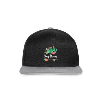 Stay Strong Quote Flower Cactus Ladies Girls Fun - Snapback Cap - black/grey - Front