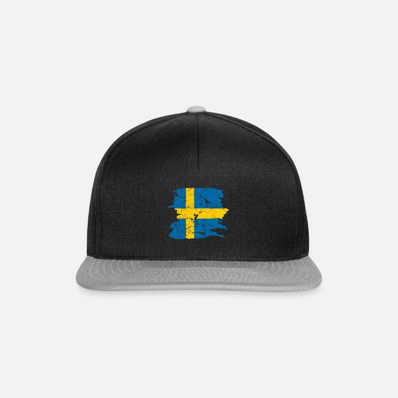 Schweden Flagge - Snapback Cap - Schwarz/Grau