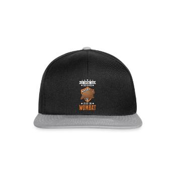 Ich spüre das Tier in mir Es ist ein Wombat - Snapback Cap - Schwarz/Grau - Vorne