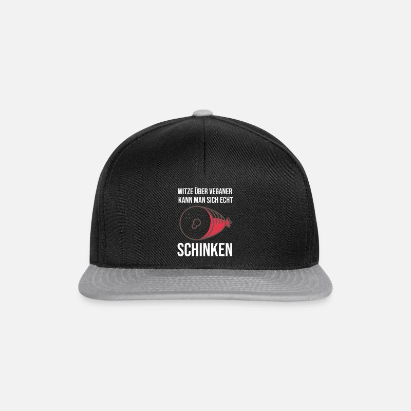Witze über Veganer kann man sich Schinken vegan - Snapback Cap - Schwarz/Grau