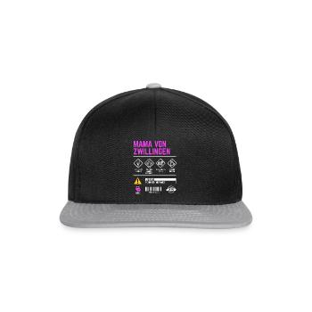 Mama von Zwillingen Gebrauchsanweisung Zwillinge - Snapback Cap - Schwarz/Grau - Vorne