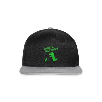 Mädchen Dino Große Schwester tochter mutter - Snapback Cap - Schwarz/Grau - Vorne
