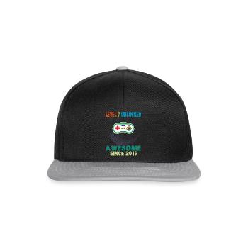 Level 7 Unlocked Awesome 2015 Video Game 7th Birth - Snapback Cap - Schwarz/Grau - Vorne