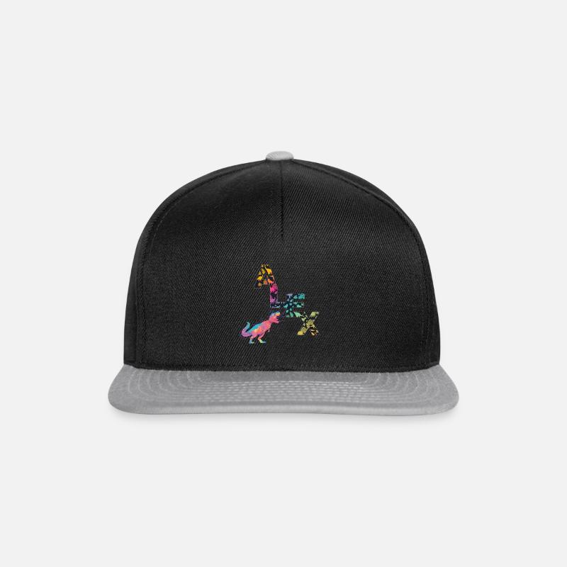 ALEX - Schöner Jungen Name mit süßen Dinosaurier - Snapback Cap - Schwarz/Grau