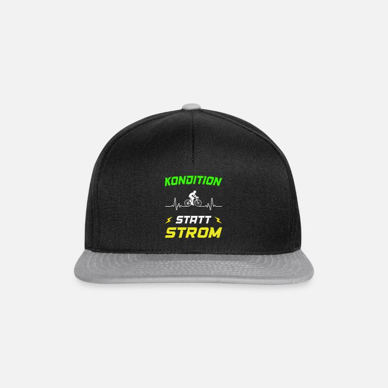 Kondition statt Strom Vintage Radfahrer - Snapback Cap - Schwarz/Grau
