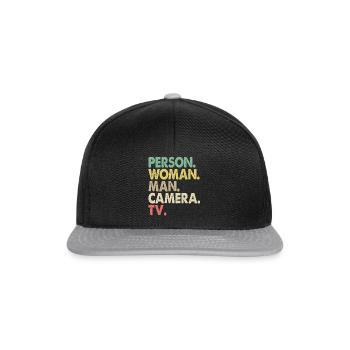 Vintage Person Woman Man Camera TV Political - Snapback Cap - black/grey - Front